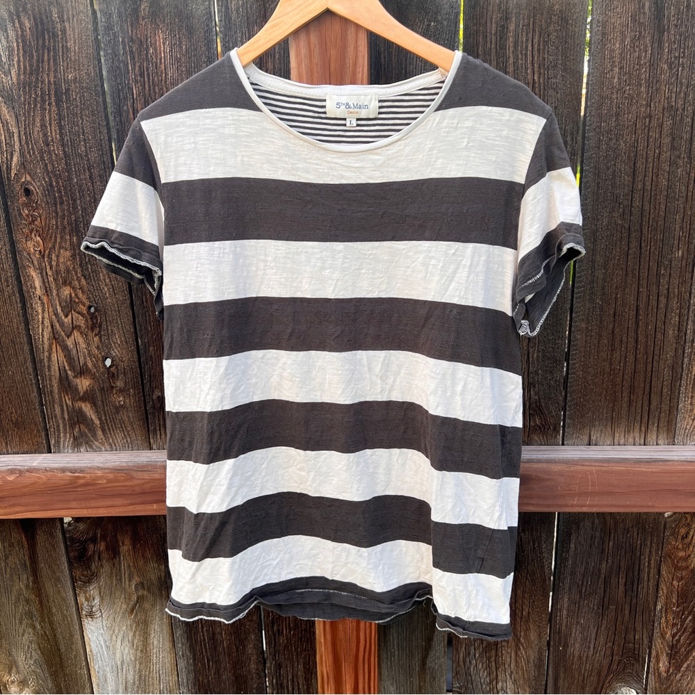 5th & Maine - L - 100% cotton striped black and white